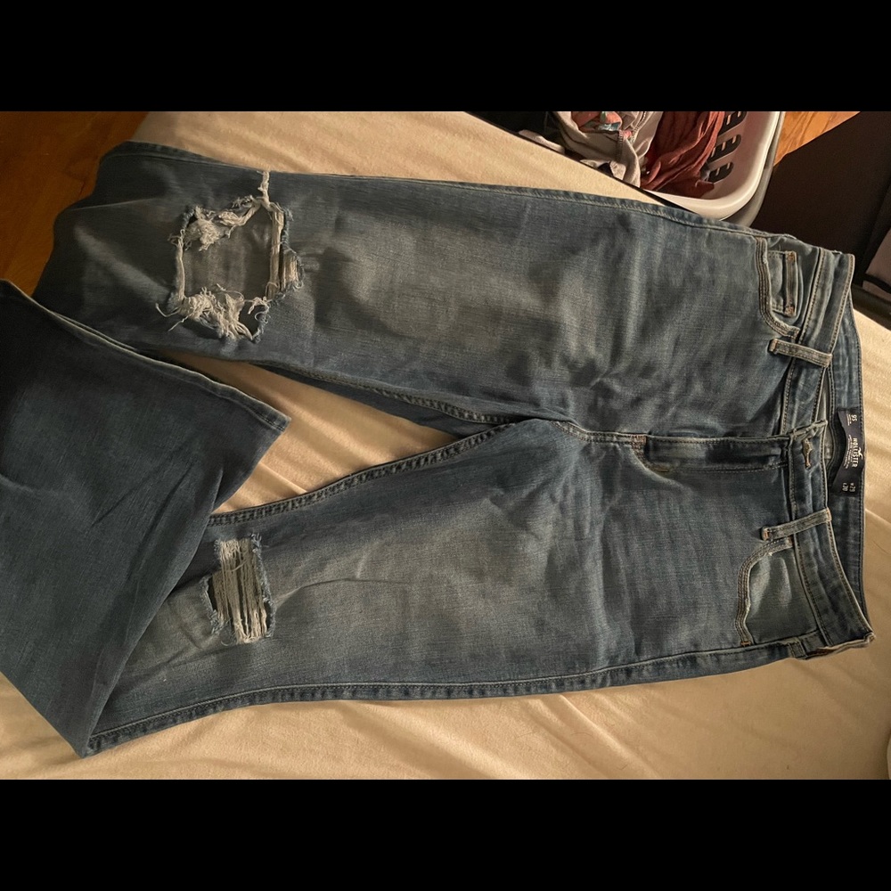 Hollister medium wash ripped flare jeans - 9S